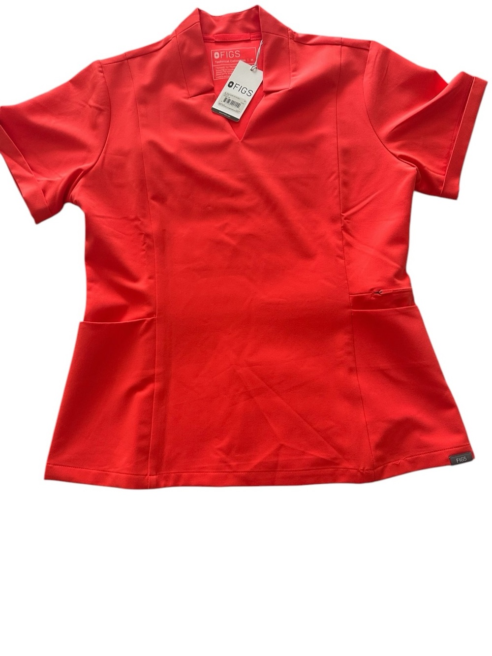 NWT FIGS Women's Fiery Coral Inala Slim V-Neck Scrub Top